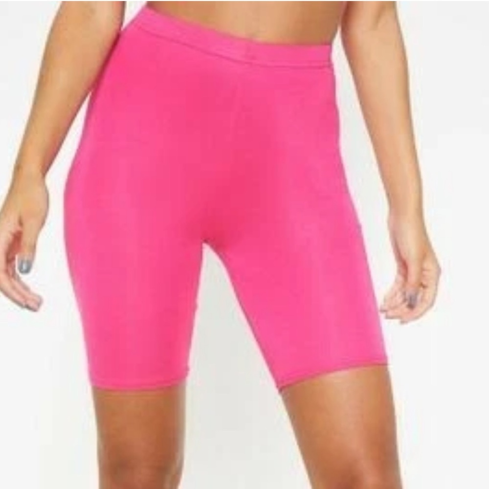 Pretty Little Thing Pink Neon Cycling Shorts Size 8 New With Tag - Picture 2 of 15